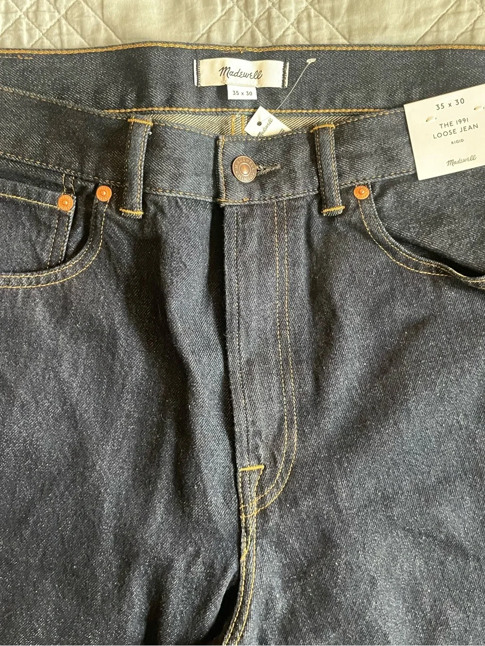 Madewell The 1991 Loose Straight Jean in Rinse Wash-Rigid Size 35 $148 NY888
